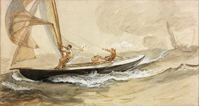 Bir Yarış Yat Çalışması (kağıt üzerinde gövde rengi ve sulu boya) by Charles Napier Hemy