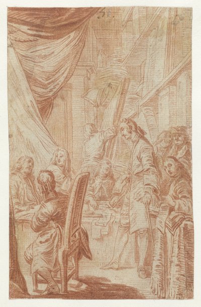 Noter veya piyango ofisinin içi by Charles Nicolas Cochin (II)