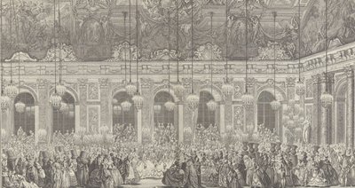 Versailles'de Maskeli Balo için Süsleme, t..., ca. 1764 plakasının 1860 yeni baskısı. by Charles Nicolas Cochin