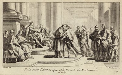 Narbonne Piskoposu ve Vikontu Arasında Barış by Charles Nicolas II Cochin