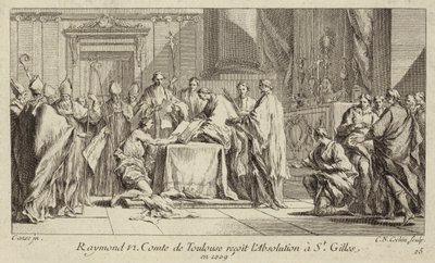 Toulouse Kontu Raymond VI, aforozunun kaldırılması için St Gilles Kilisesi