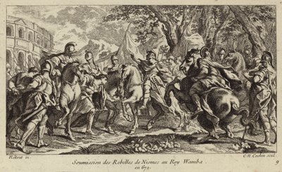 Nimes isyancılarının Vizigotların Kralı Wamba'ya teslim edilmesi, 672 by Charles Nicolas II Cochin