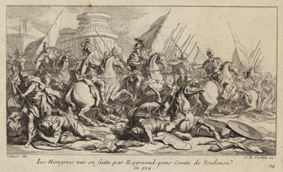 Macar ordusu Raymond Pons tarafından uçtu, Toulouse Kontu, 924 (gravür) by Charles Nicolas II Cochin