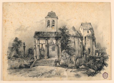 Kilise Önünde Üç Figür by Charles Nicolas Ransonnette