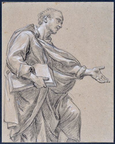 Bir kitap tutan drape figürü (çizim) by Charles Parrocel