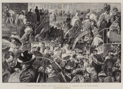 A Popular Cockney Resort, the Crowd at the Foot of Highgate Hill on Bank Holiday  by Charles Paul Renouard