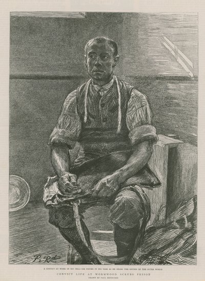 Wormwood Scrubs Hapishanesinde hükümlü hayatı (gravür) by Charles Paul Renouard