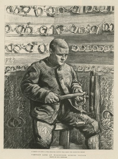 Wormwood Scrubs Hapishanesinde hükümlü hayatı (gravür) by Charles Paul Renouard