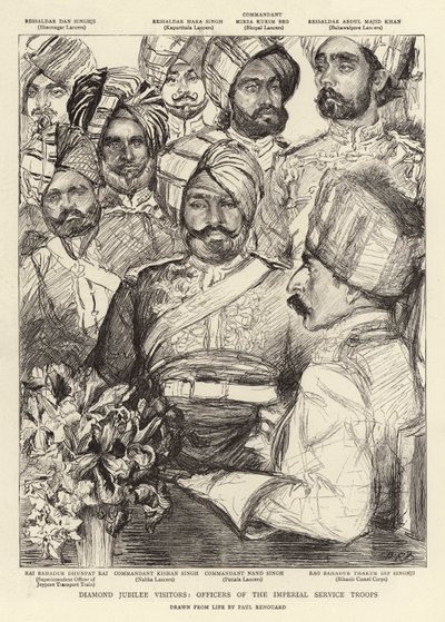 Diamond Jubilee Ziyaretçileri, İmparatorluk Hizmet Birliklerinin Subayları by Charles Paul Renouard