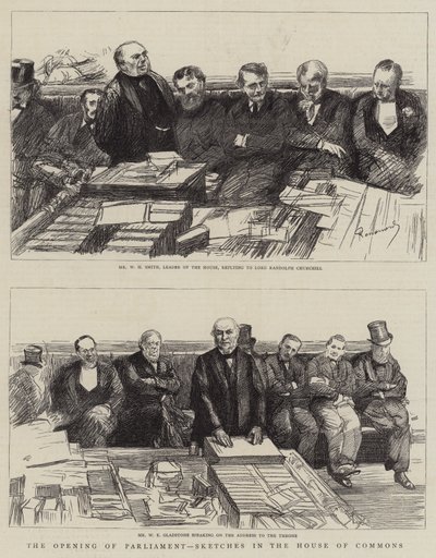 Parlamentonun Açılışı, Avam Kamarası Eskizleri by Charles Paul Renouard