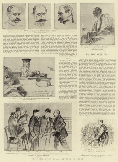 M Zola'nın Duruşması, Mahkemede Eskizler by Charles Paul Renouard