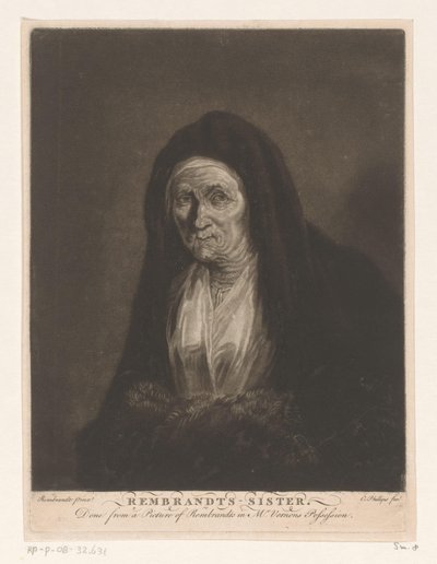Bilinmeyen yaşlı bir kadının portresi Rembrandts - kız kardeş (nesnedeki başlık) by Charles Phillips