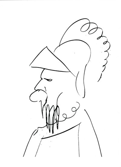 Kasklı Adam (kağıt üzerine kalem ve mürekkep) (s/b fotoğraf) by Charles Pierre Baudelaire