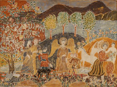 Manzaradaki Melekler (panelde karışık ortam) by Charles Prendergast