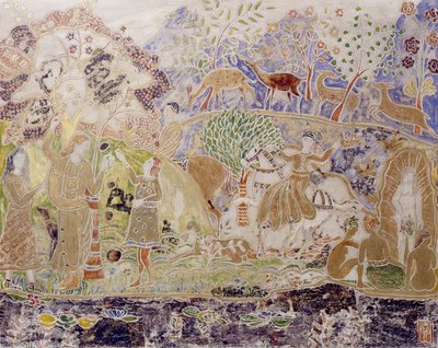 Figürler ve Geyik by Charles Prendergast