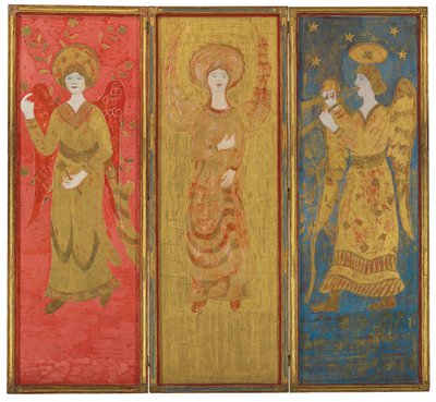 Üç Panelli Ekran (ters), c.1916-17 (gessoed ahşap üzerine yağ ve altın varak) by Charles Prendergast