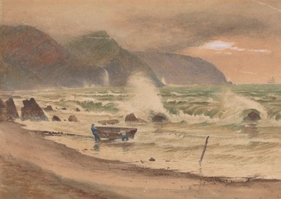 İki Adam ve Bir Tekne ile Manzara by Charles Reginald Aston