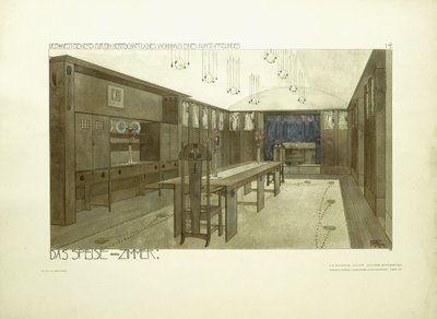 Yemek Odası, c.1901 (renkli litografi) by Charles Rennie (after) Mackintosh