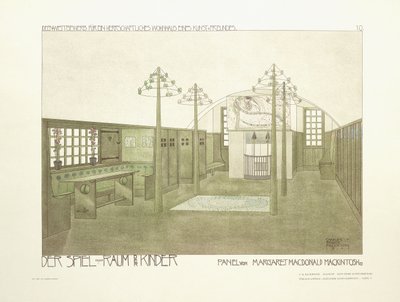 Kreş, c.1901 (renkli litografi) by Charles Rennie (after) Mackintosh
