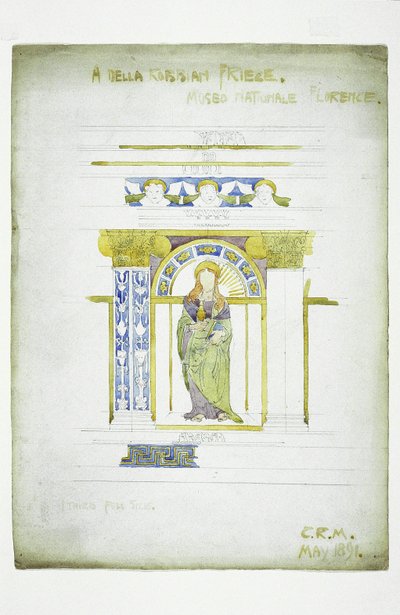 Bir Della Robbian [sic] Friz, Museo Nationale, Floransa, 1891 (kağıt üzerine kurşun kalem ve suluboya) by Charles Rennie Mackintosh