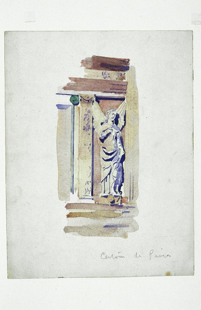 Certosa di Pavia (heykelli bir meleğin çalışması), 1891 (kağıt üzerine kurşun kalem ve suluboya) by Charles Rennie Mackintosh