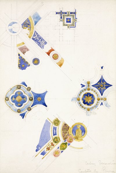 Certosa di Pavia, tavan dekorasyonu çalışmaları, 1891 by Charles Rennie Mackintosh