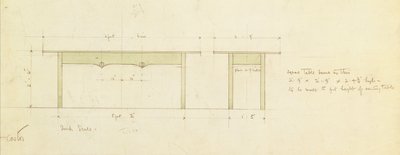 Yemek Masası ve Küçük Masa İçin Tasarım (suluboya) by Charles Rennie Mackintosh