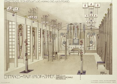 Müzik Odası Tasarımı, c.1901 by Charles Rennie Mackintosh