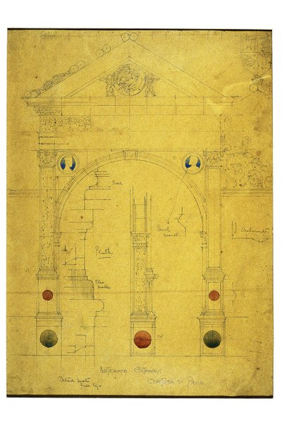Giriş Geçidi, Certosa di Pavia, 1891 (kağıt üzerine kurşun kalem ve sulu boya) by Charles Rennie Mackintosh
