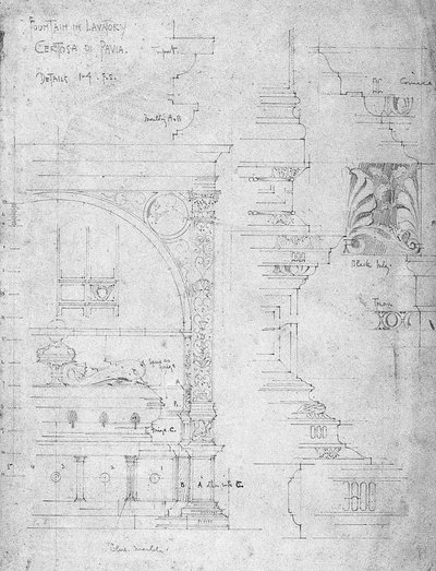 Lavabodaki Çeşme, Certosa di Pavia, 1891 by Charles Rennie Mackintosh