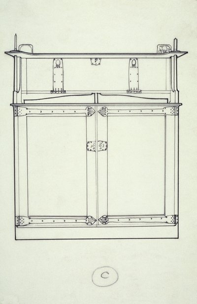 Mobilya çizimi (bir dolap), c.1910 (kağıt üzerine mürekkep) by Charles Rennie Mackintosh