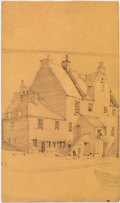 Muhtemelen Glasgow#39;daki eski binaların kalem taslağı (kalem, kağıt) by Charles Rennie Mackintosh