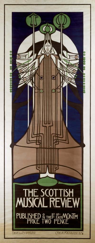 Scottish Musical Review'in reklamını yapan afiş by Charles Rennie Mackintosh