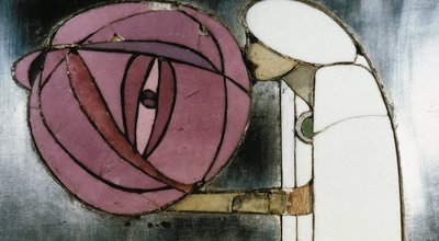 Bayan Rowat, 1902 için tasarlanmış beyaz dolap (ahşap, vitray, emaye) by Charles Rennie Mackintosh