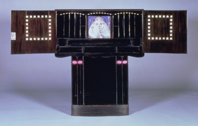 Hill House için yazı masası, Helensburgh, c.1902 (açık) (bkz. 71064) by Charles Rennie Mackintosh