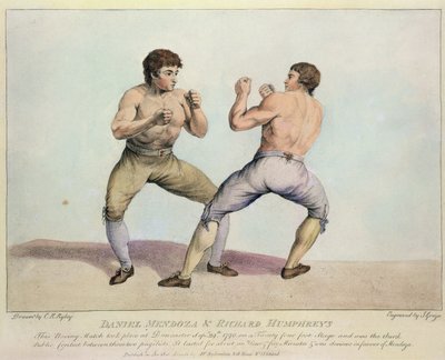 Daniel Mendoza ve Richard Humphreys Arasındaki Boks Maçı, 29 Eylül 1790 (el renkli gravür) by Charles Reuben Ryley