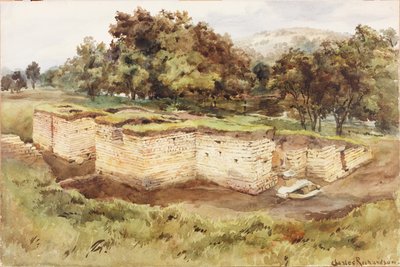 Güney Batı'dan Chesters Hamamı (gövde rengi, kalem ve kağıt üzerinde tuvalet) by Charles Richardson