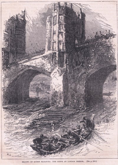 Kraliçe Eleanor'un Uçuşu: MS 1263 Londra Köprüsü'ndeki sahne by Charles Ricketts
