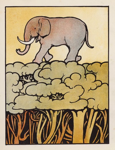 Saçmalık: Fil ormanı geçiyor (renkli taş baskı) by Charles Robinson
