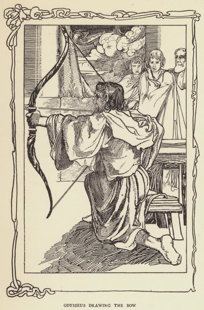 Odysseus yay çiziyor by Sir John Charles Robinson
