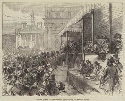 Queen Victoria-Street, Blackfriars'ın Mansion House'a Açılması by Sir John Charles Robinson