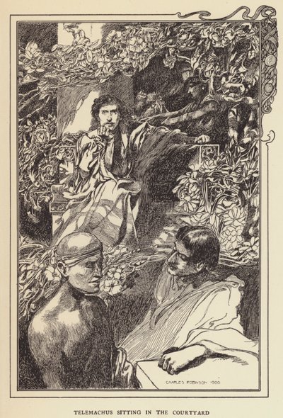 Avluda oturan Telemakhos by Sir John Charles Robinson