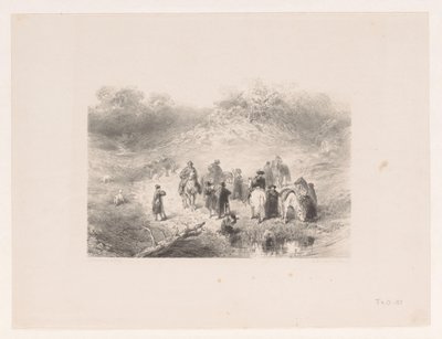 Kumul manzarasındaki biniciler by Charles Rochussen