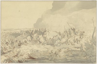 16. yüzyıl giysili süvari ve piyadeler arasındaki savaş by Charles Rochussen