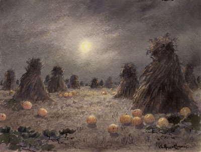 Moonlight ile Sonbahar Hasadı (kağıt üzerinde wc) by Charles Russell Loomis