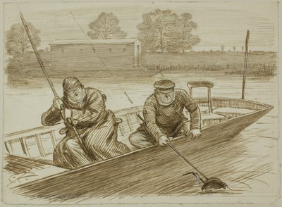 Balık tutma sahnesi by Charles Samuel Keene
