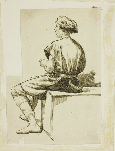 Tunikli Oturan Adam by Charles Samuel Keene