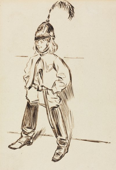 Kasklı ve Çizmeli Bir Çocuğun İncelenmesi. by Charles Samuel Keene