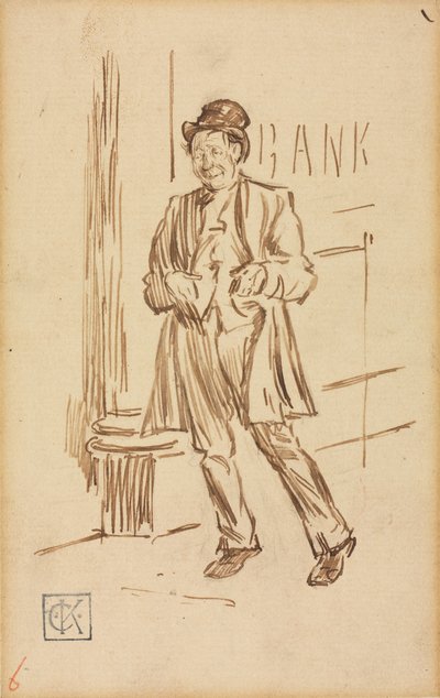 Bankadan Geçen Sarhoş Bir Adamın İncelenmesi by Charles Samuel Keene