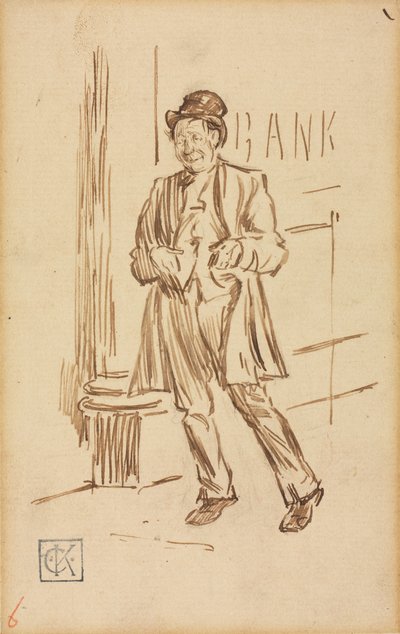 Bankadan Geçen Sarhoş Bir Adamın İncelenmesi. by Charles Samuel Keene